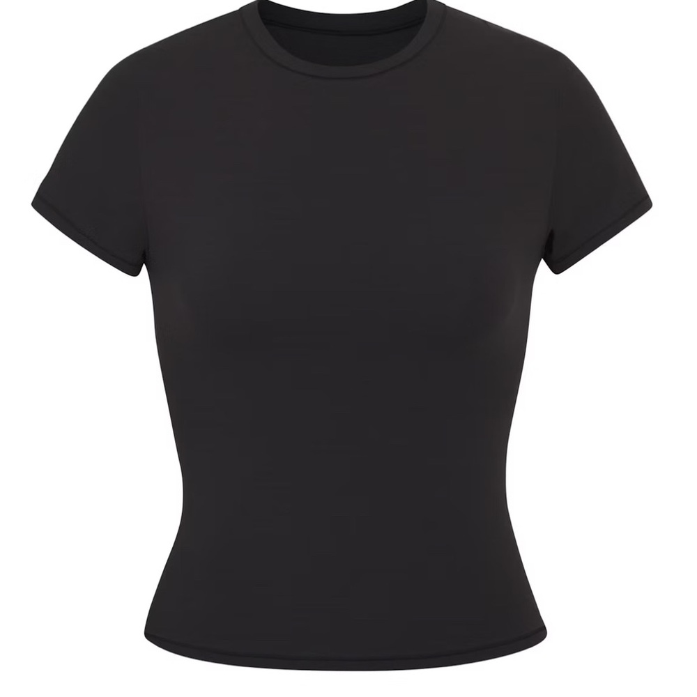 SKIMS Black Fitted Crew Neck T-Shirt